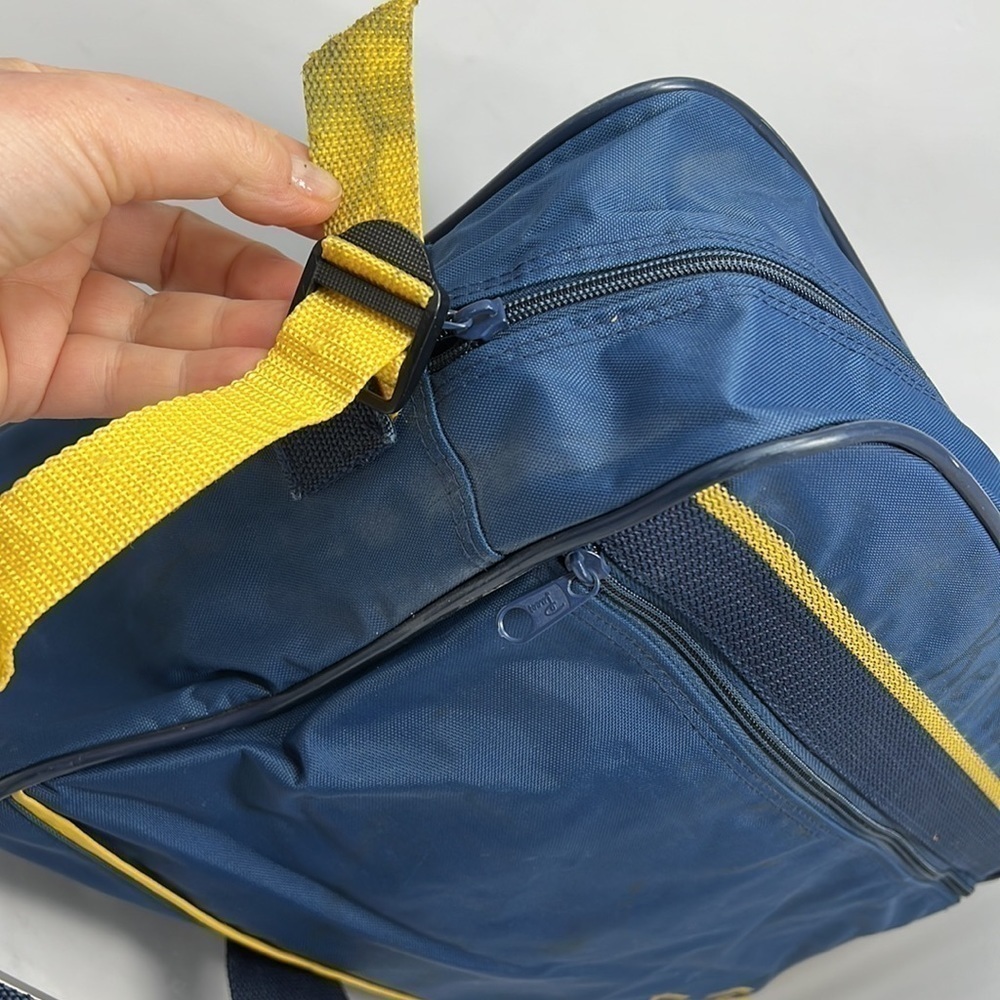 Emilio Pucci 1970’s Nylon Blue Yellow Crossbody Large Zip Tote Bag - Picture 9 of 12